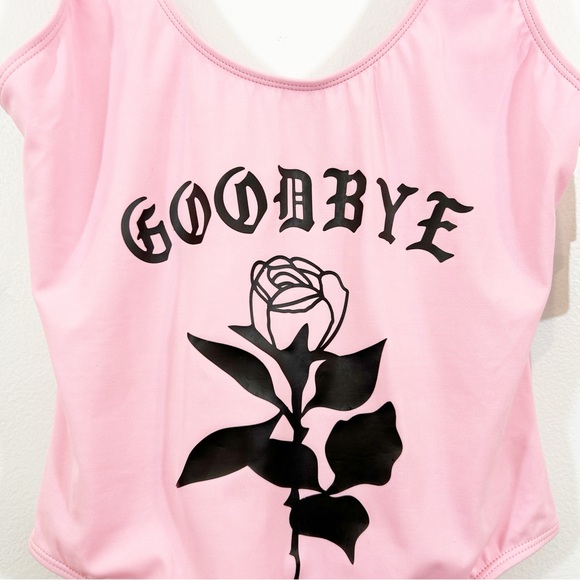 NWT Retro Pink and Black Graphic One Piece Swimsuit Large - Picture 2 of 14
